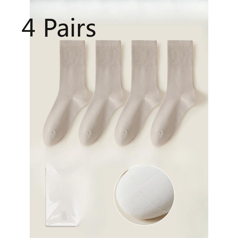 

4 пары женских летних тонких носков Baitar однотонного цвета без косточек, не скатывающихся, дышащих, впитывающих пот, носков-трубок из хлопка-пике 4 Pairs серый/бежевый
