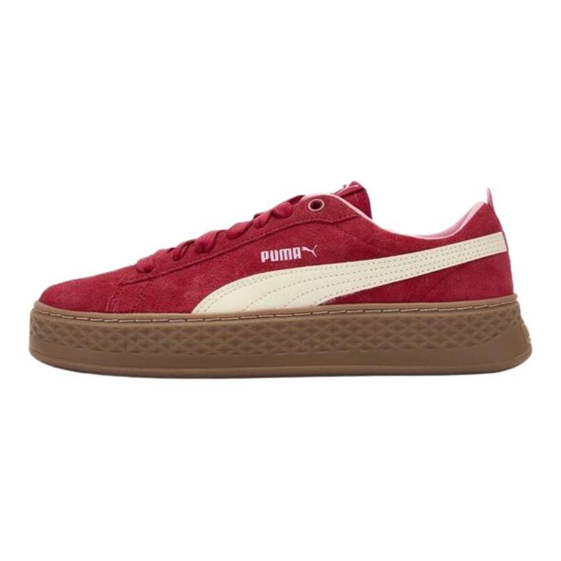 Puma Smash Platform Comfortable Versatile Breathable Low-Top Sneakers Women sneakers Red 366488-19