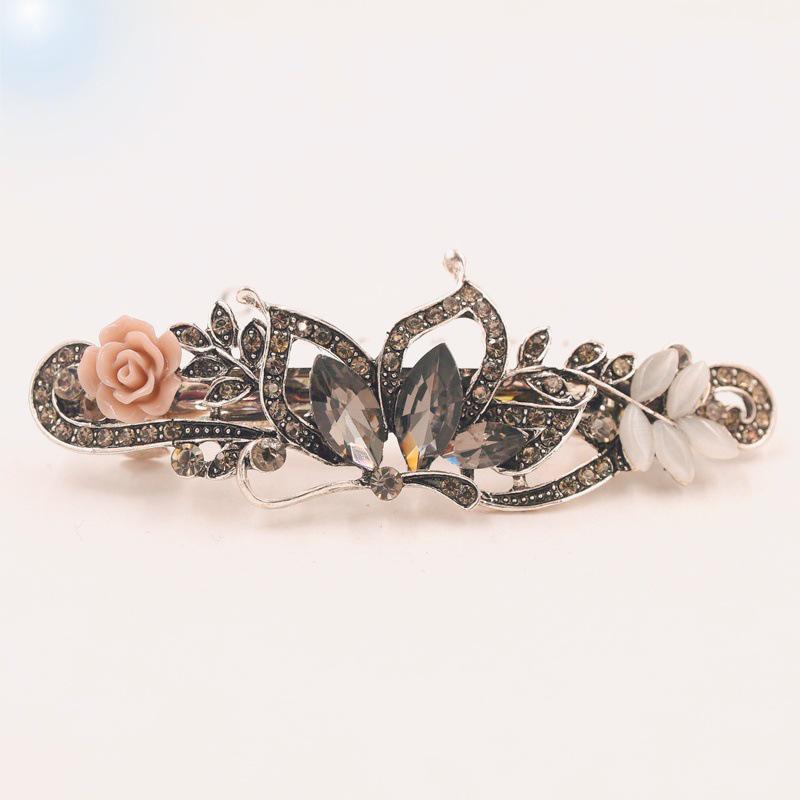 Exquisite Retro Crystal Glass Rhinestone Hair Clip