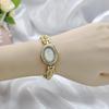 Korean Style Women's Oval Bracelet Watch - Colorful Stone, Versatile, Niche Fashion, Gold, High-End Feel