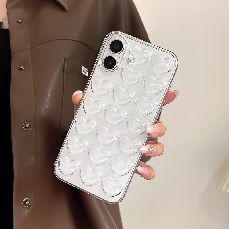 Fashion Transparent Love Heart Soft Silicone Case For iPhone 17 Air 16 15 14 13 12 11 Pro Max 16 Plus Phone Cover