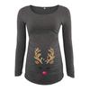 Women's Print Christmas Side Ruched Long Sleeve Maternity Top Pregnancy Clothes