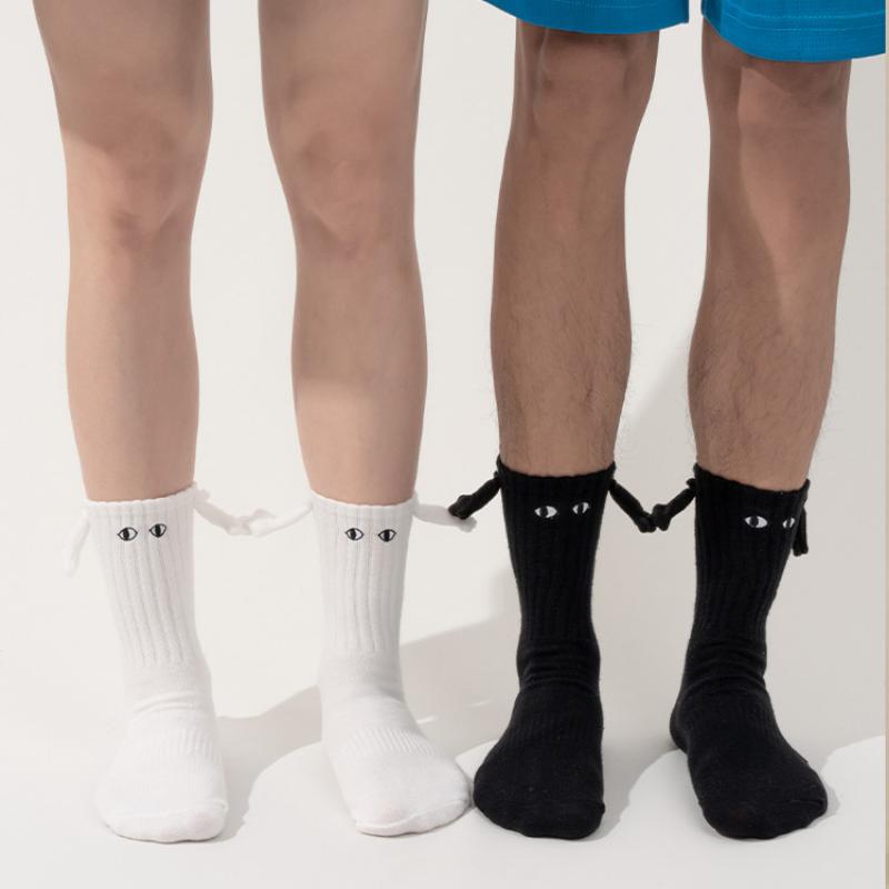 Chaussettes unisexes à tube moyen magnétiques, chaussettes en coton pour femmes, mignonnes mains, pour Couple, copines