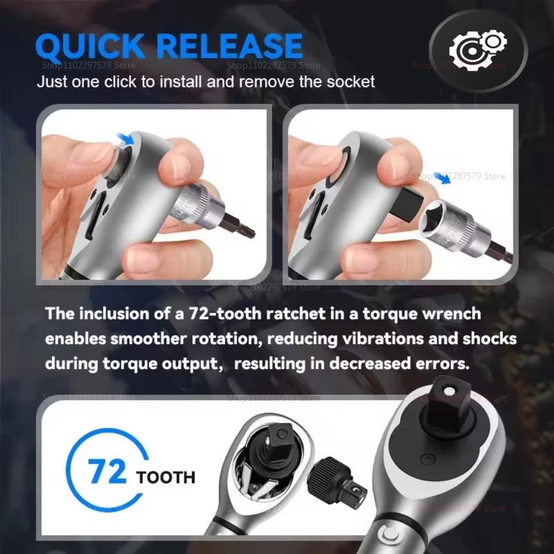 15Pcs Bicycle Torque Wrench Set 1/4 Inch Dual Direction Bike Allen Key Tools Motorcycle Repair Kit Nm Spanner Socket