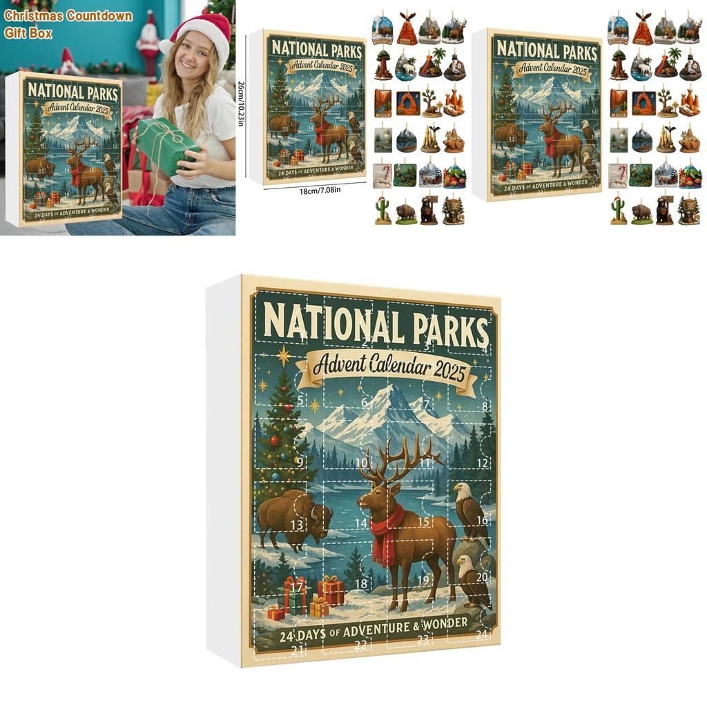 National Parks Advent Calendar Acrylic 24 Piece Set For Christmas Gift And Holiday Decor