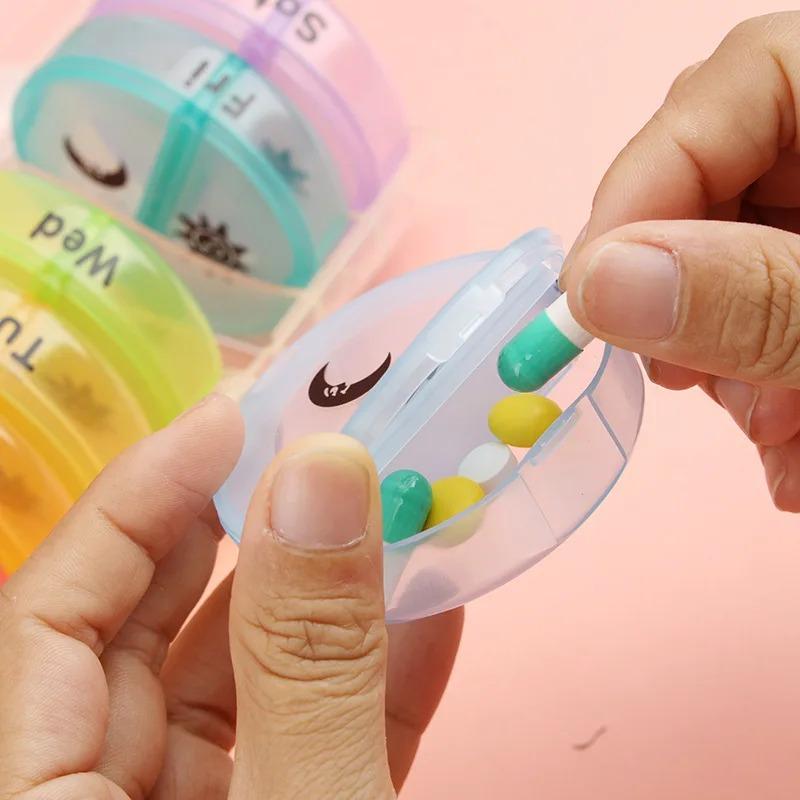 Seven-day 14-compartment Color Pill Box Easy To Carry Multi-functional Compartment Pill Box Waterproof Sealed Compartment