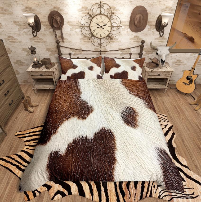 Homewish Animal Print Duvet Cover Set,Woodland Wildlife for Teens Bedding Set,Flower Love Heart Decor