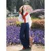 Inman Retro Washed Frayed Wide-Leg High-Waist Jeans