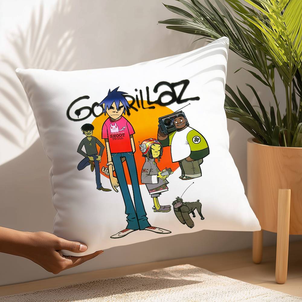

банда G-Gorillaz Музыкальная наволочка Квадратная Двусторонняя печать Наволочка для подушки Для дивана Домашний декор Спальня Подарок 16x16Inch