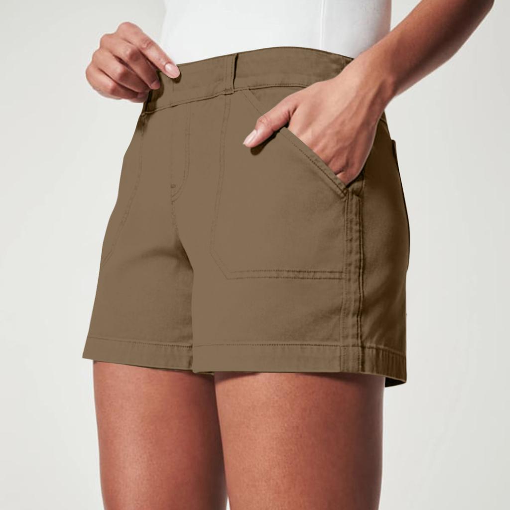 Buzunare laterale scurte din twill elastic moale pentru femei Sensare moale, fără nasturi și fără fermoar Potrivire flatantă