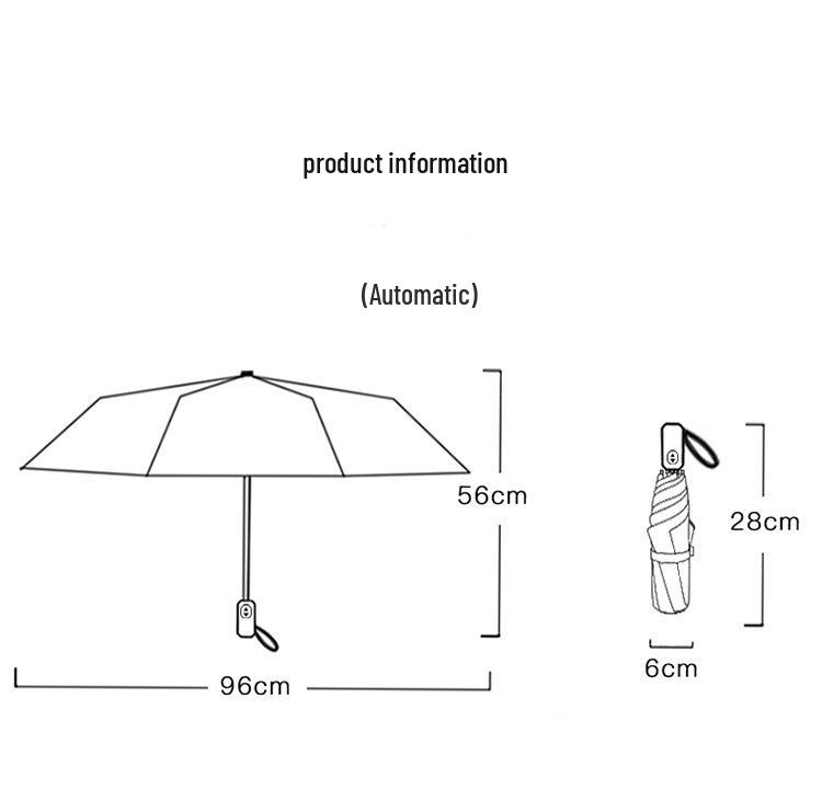 Cherry Blossom Transparent Automatic Umbrella - Soft Girl Three-Fold Design