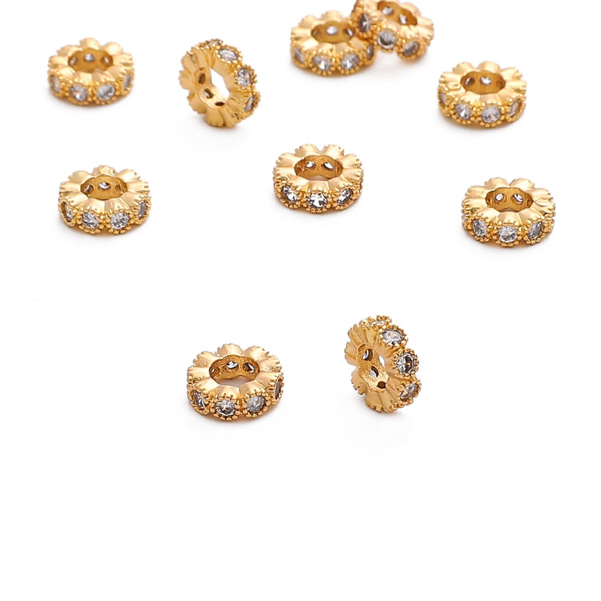 

Медные микроинкрустированные цирконовые бриллиантовые кольца-разделительные бусины для изготовления ювелирных изделий своими руками