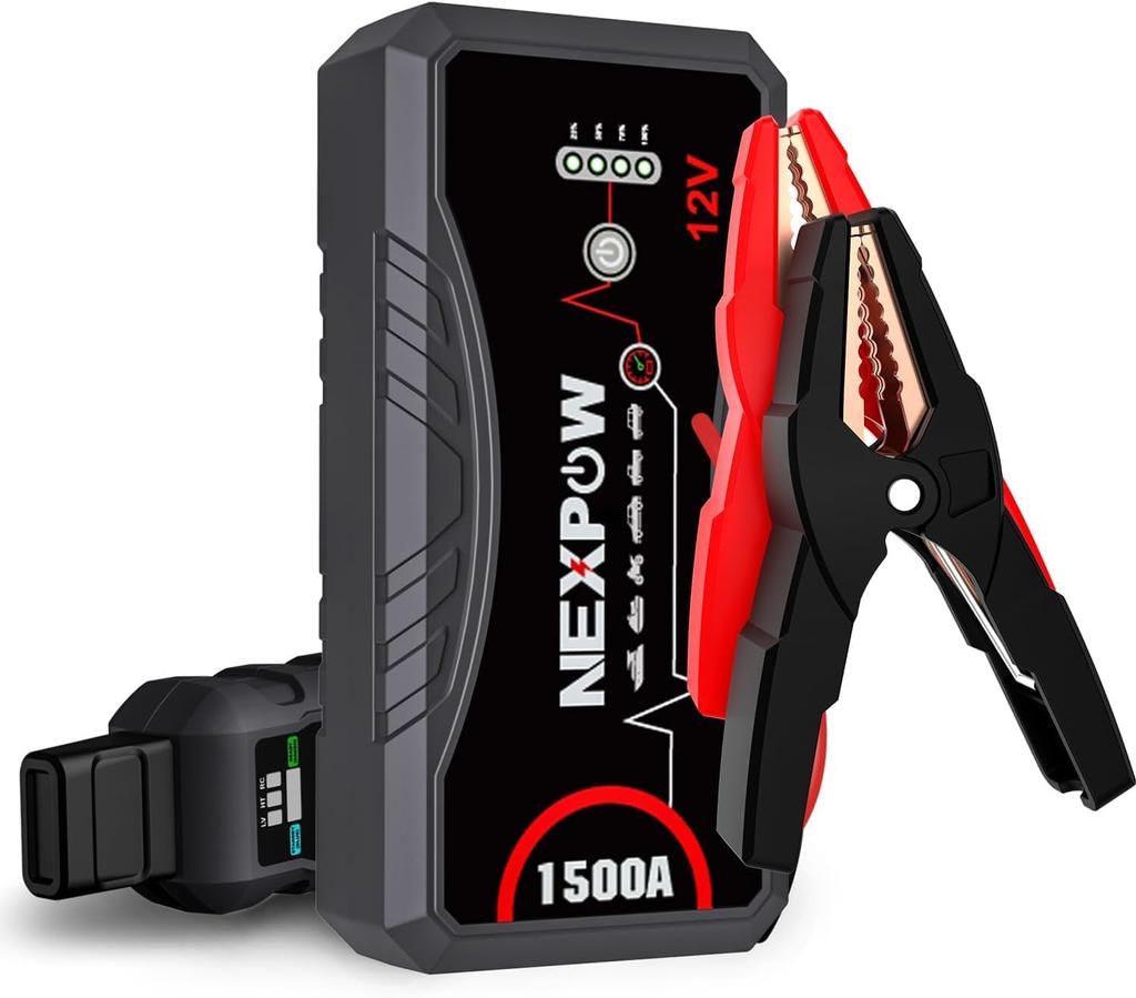 1500A Car Jump Starter 12V Portable Lithium Boost Box with LED Light & USB QC3.0