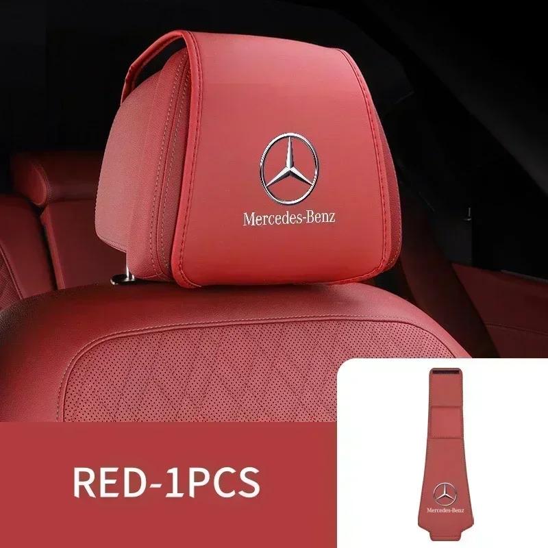 Car Seat Headrest Leather Pillow Protective Cover Accessories For Mercedes Benz AMG W203 W206 W220 W205 W211 W212 W201 W210 W108 zzz1