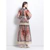 Elegant Classical Court Style Spring 2025 Printed Cinched-Waist Long Dress