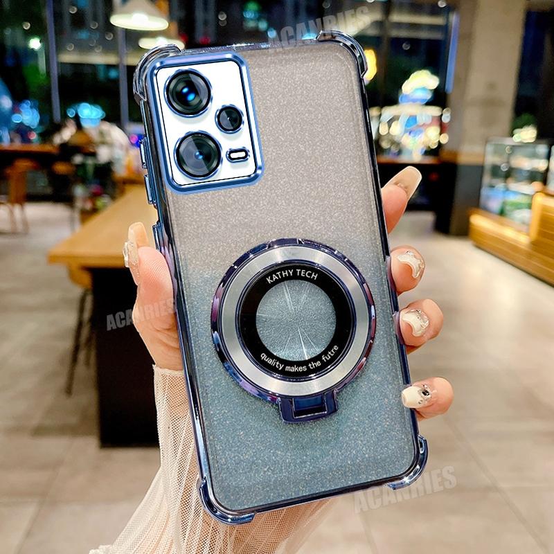 

Note12 Роскошный чехол-держатель с покрытием для Xiaomi Redmi Note 12 Pro 4g 5g 12pro Противоударный защитный силиконовый чехол-подставка Note12pro Redmi Note 12 4g