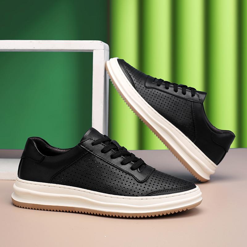 Fashion High End Brand Men's Leather Casual Shoes Breathable Lightweight Sports Oxford Shoes Interviews Commuting Men's Work Shoes