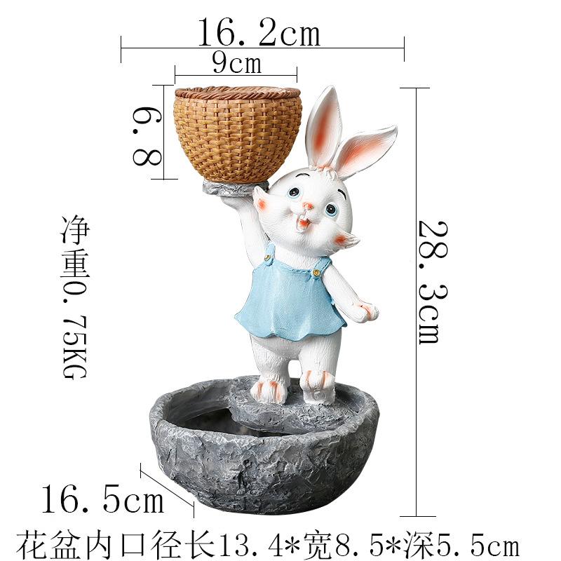 Resin Cartoon Animal Simulation Rabbit Succulent Green Plant Flower Pot Ornament Courtyard Outdoor Garden Ornament