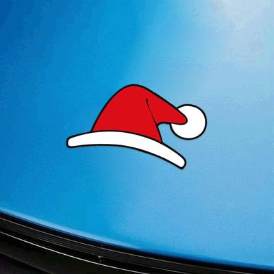 For Tesla Model 3/y Christmas Car Emblem Sticker Festive Self-Adhesive Waterproof Santa Hat Antler Decal Holiday Supplies