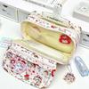 Cute Tomato Apple Cat Printed Pencil Bag Student Large Capacity Multi-Layer Stationery Storage Bag Gift