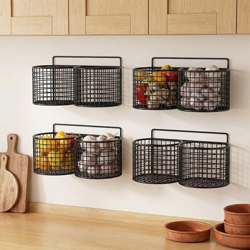 Cesto Portatutto da Parete a 1/2/3 Scomparti Secchiello Grande Capacità per Pettini Scaffale da Cucina Bagno