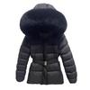 Foreign style waist and thin down jacket women's medium and long small down thickened warm butt cover belt jacket winter