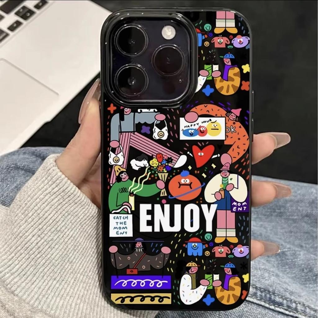 INS Fashion Cartoon Graffiti Jelly Phone Case For IPhone 16 15 Pro Max 14 13 12 11 15 Pro XR XS Max Shockproof Comic Soft Cover