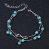 Double Infinite Beads Pendant Anklet Foot Chain Summer Bracelet Charm 2 Color Anklets Foot Jewelry Gift