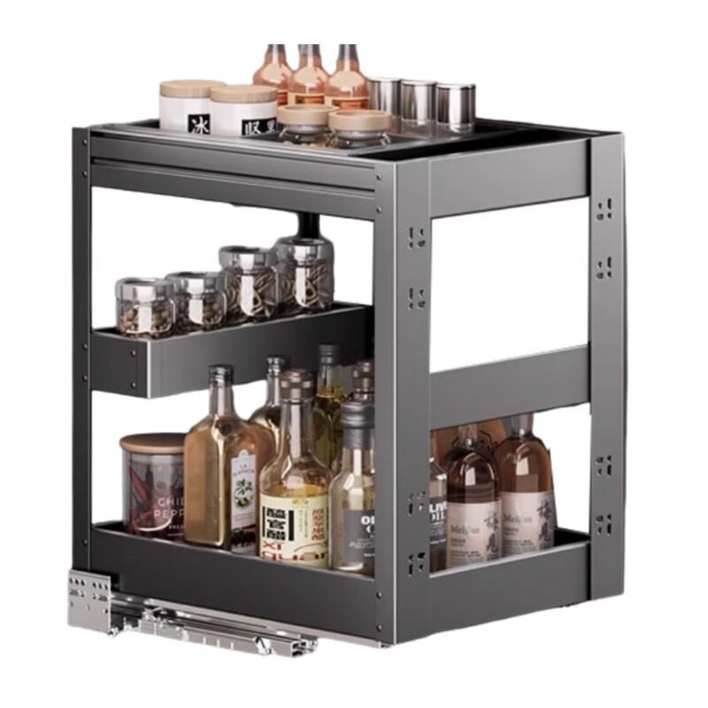 Gunmetal Gray Aluminum Kitchen Spice Pull-Out Rack