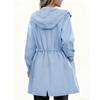 Womens Raincoats With Hood Lightweight Outdoor Hooded  Solid Trench Coat Jacket Plus Size