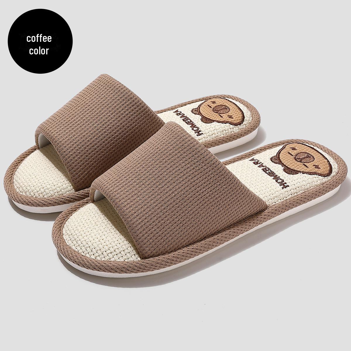 

Туфли из льна и хлопка: Большие бесшумные домашние тапочки для женщин и мужчин на весну/осень 42-43 is suitable for 41-42