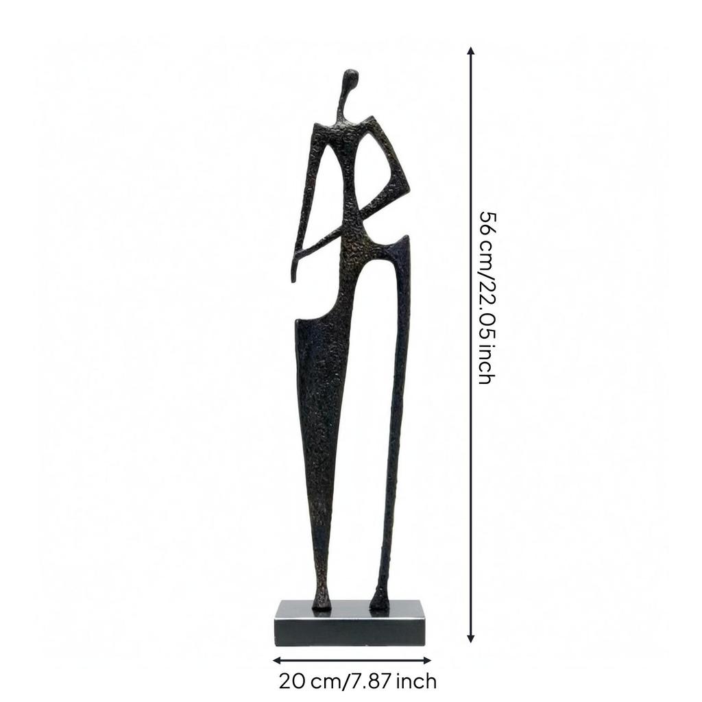 Abstract Human Sculpture Elongated Standing Figure Ornament Marble Base