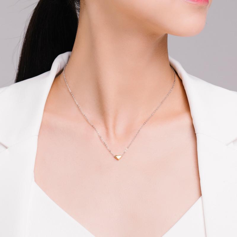 MODIAN Gold Color Exquisite Heart Pendant Real 925 Sterling Silver Love Necklace Chain For Women Wedding Statement Fine Jewelry