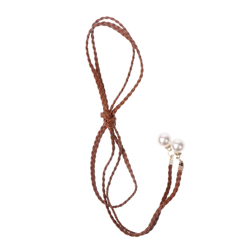 Retro Pu Geflochtener Perlengürtel Taillenkette Vielseitiger Damen Lederseilbund Taillenseil Jeans Kleider Bekleidungszubehör