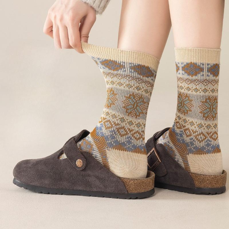 Ethnic-style Socks for Women in Autumn and Winter, Retro Ethnic-style Thigh-high Socks, Thickened Warm Thigh-high Socks, Trendy Socks, Pile Socks