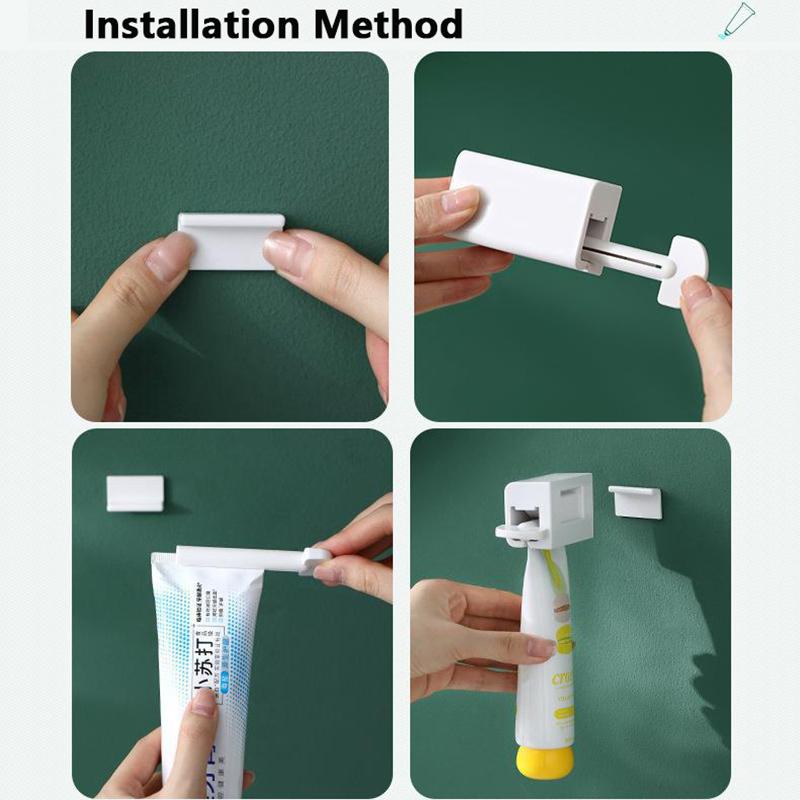 Toothpaste Tube Squeezer Wall-mounted Facial Cleanser Toothpaste Storage Rack Rolling Toothpaste Holder Bathroom Accessories