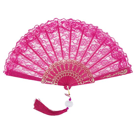 

Складной веер Yousheng, пластиковый веер тонкой работы с цветочным узором, танцевальное представление, складной ручной кружевной веер, товары для дома розы красного