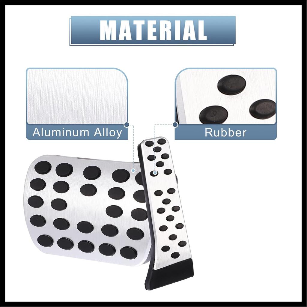 2pcs Aluminium Alloy Gas Accelerator Pedal Covers Brake Foot Pedal Pads for Mercedes-Benz C E S GLC GLE GLS CLS Class W205 W213 X253 W167 Silver Tone
