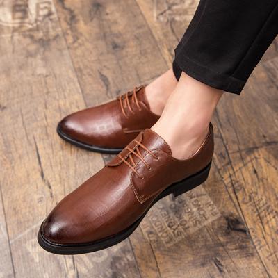 Fashion New Men Fashion Dress Shoes Black Brown Casual Leather Shoes Youth Business Fashion Derby Shoes Size 38-47 Men Shoes