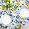 Zitronen Runde Tischdecke Italienische Zitronen Stoff Tischdecke Waschbar Frühling Sommer Tischdecke