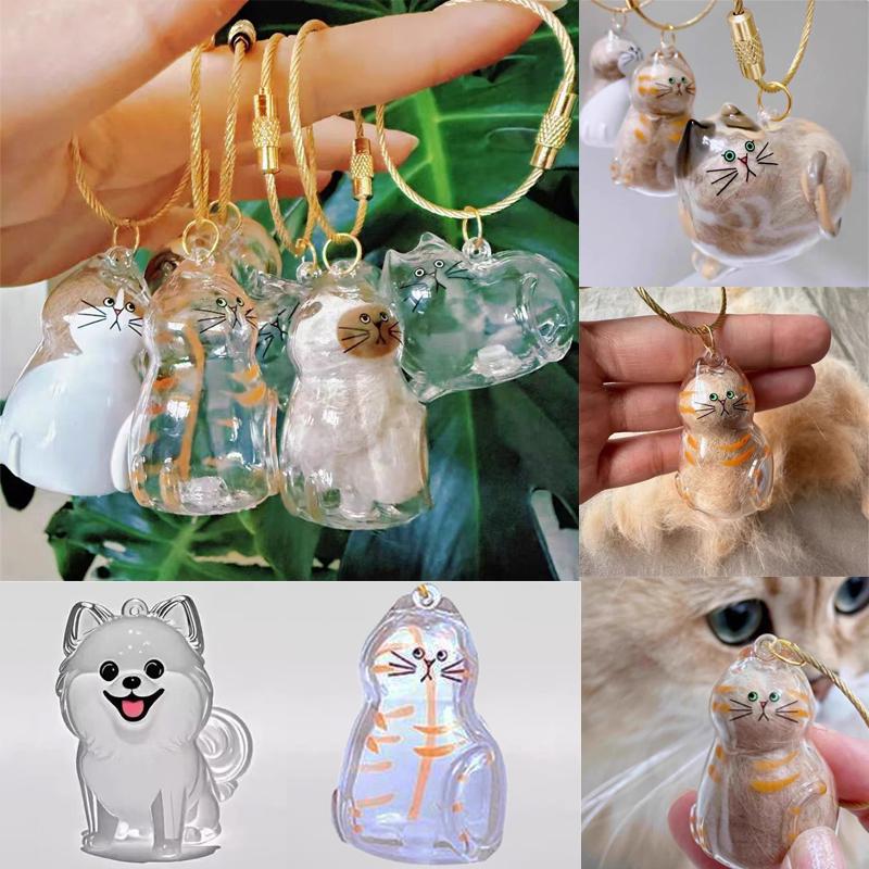 Cat Keychain Pendant Backpack Cat Dog Hair Storage Box Hanging Cat Bag Hanging Pet Hair Grooming Souvenirs Home Display Ornament