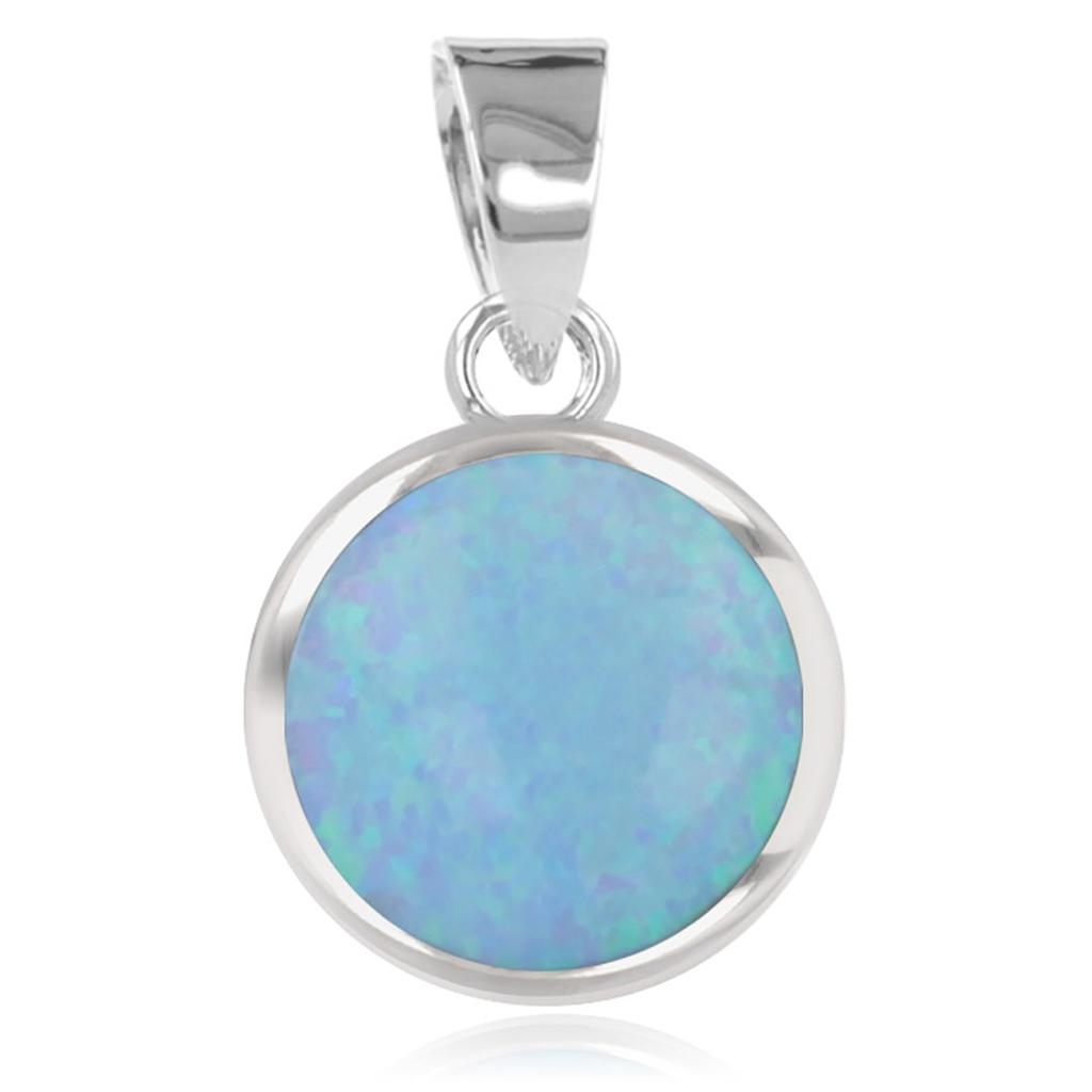 Les Trésors De Lily [R1941] - Pendentif Argent 'Déesse Opale' bleu argenté (rhodié) - 8 mm