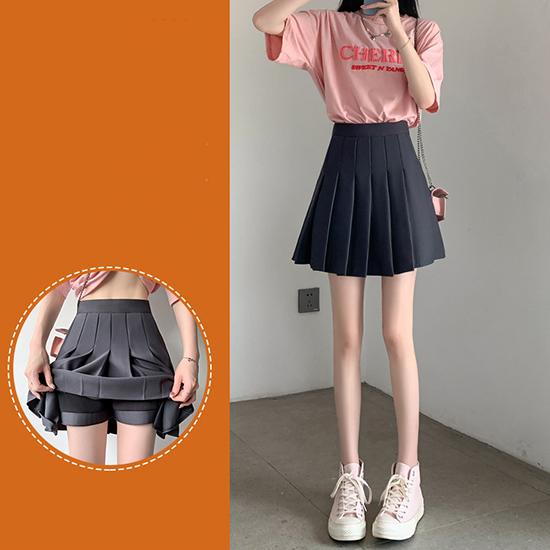 Falda de media longitud con cintura elástica para mujer en verano Falda plisada estilo bolsillo para cintura alta Falda corta adelgazante Ropa de mujer de moda
