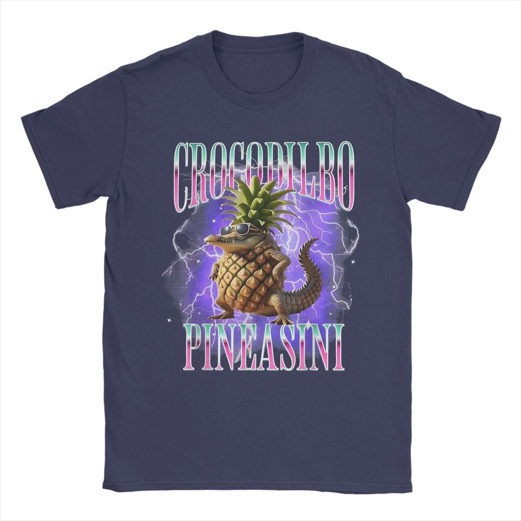 Men's Crocodilbo Pineasini Italian Brainrot Meme T Shirts Cotton Tops Funny Short Sleeve O Neck Tees Original T-Shirts