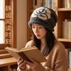 Women S Vintage Rose Embroidery Knitted Beanie Hat Korean Style Warm Winter Hat