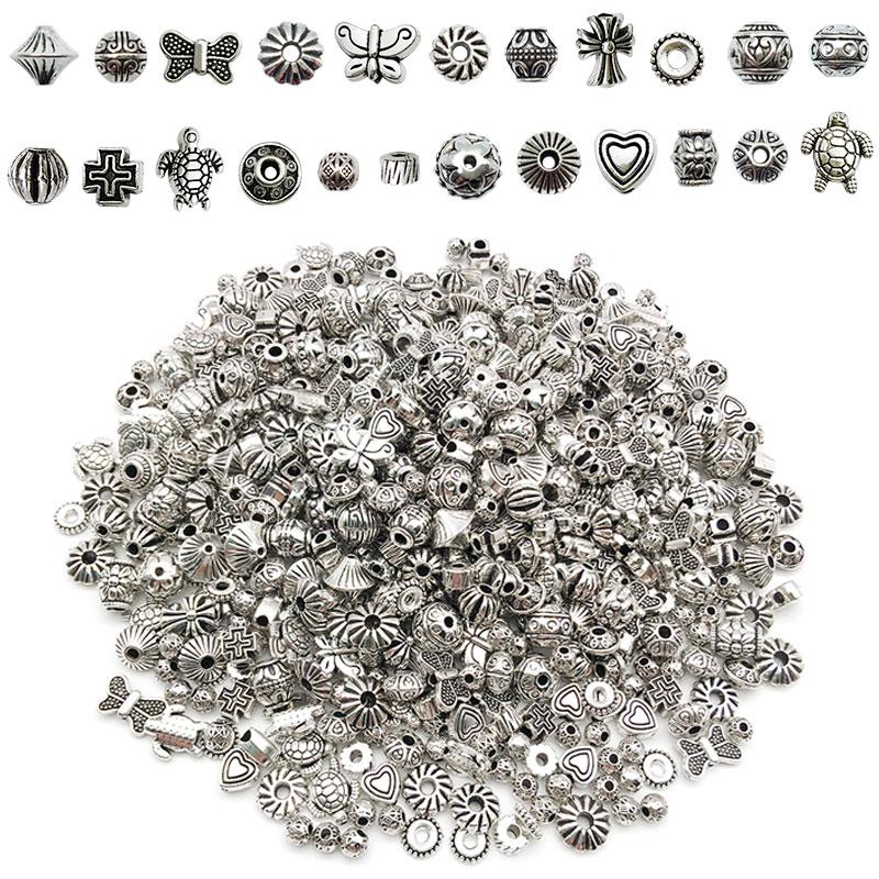 Mixed Tibetan Silver Color Metal Alloy Loose Spacer Beads Lot for Earring Necklace Bracelet Jewelry Making Findings DIY Crafts