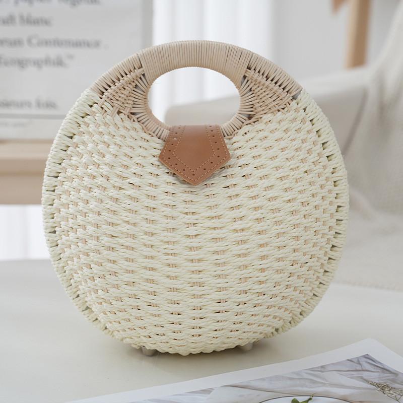 Summer Woven Handheld Ladies Bag With Cotton Rope Material For Casual Beach Wear