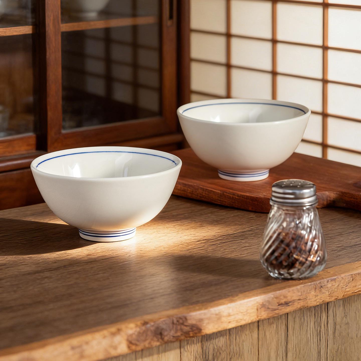 

Japanese Blue Line 4.5 Ceramic Bowl: Versatile for Dining, Rice, Soup, Dessert, Noodles, or Salad.