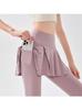 Autumn and winter new nude fake two-piece yoga trousers women's high waist hip lift exercise running tight dance skirt cycling trousers