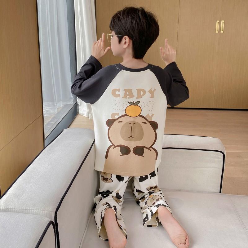 Jungen Baumwoll-Pyjama-Set Langarm Cartoon-Print Nachtwäsche Kinder Teenager 8 Jahre